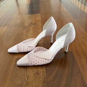 Vintage Women's light Pink Pointed-Toe D'Orsay Heels with rhinestones
